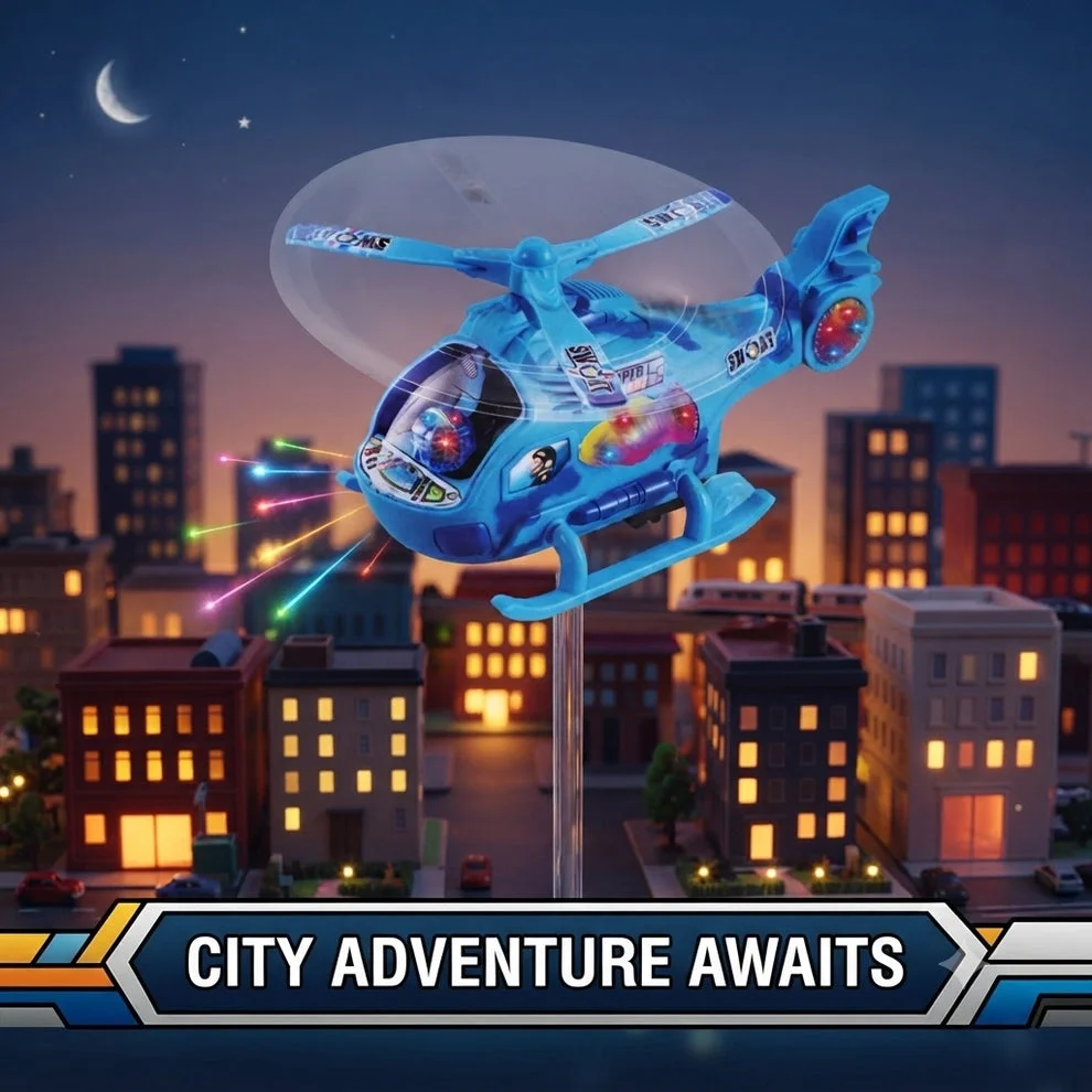 Battery Operated Musical Helicopter Kid's Toy with Lights and Sound