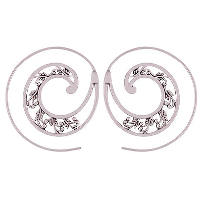 Stunning Handcrafted Pattern On Silver Plating Plain Solid Brass Hoop Earrings