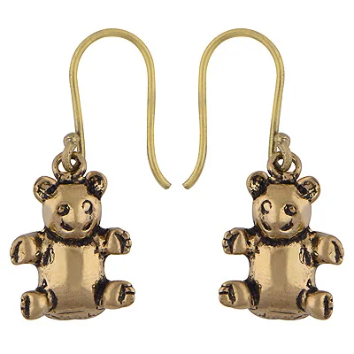 Teddy Bear Design Plain Brass Fashion Earrings