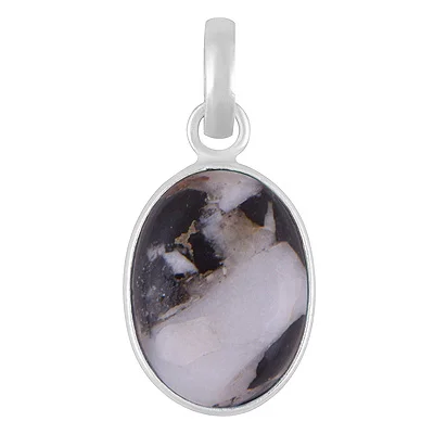 White Buffalo Turquoise Oval Shape Solid Silver Pendant
