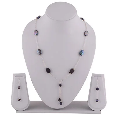 Shell Gemstone Solid Silver Necklace Set.