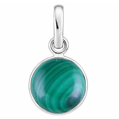 Natural Malachite Round Shape 925 Sterling Solid Silver Pendant