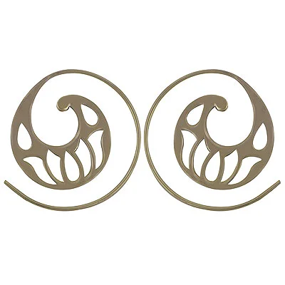 Gorgeous Cut out pattern Plain Solid Brass Hoop Earrings