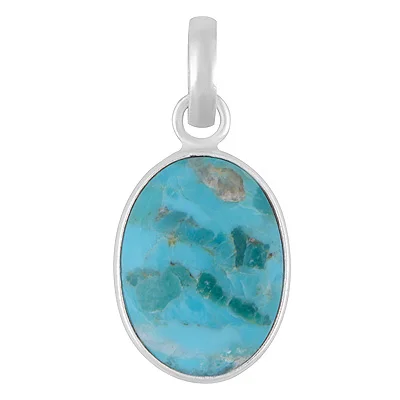 Mohave Turquoise Oval Shape Solid Silver Pendant