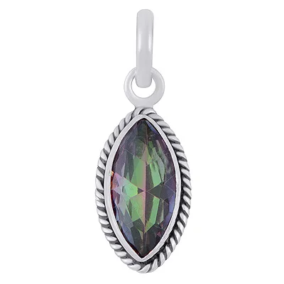 Twisted Wire Mystic Topaz Marquise Shape Solid Silver Pendant