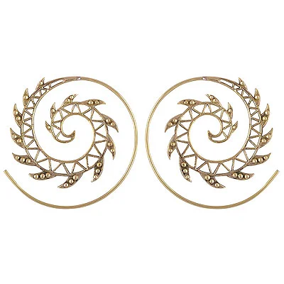 Alluring Edgy Rawa Work Around Plain Solid Brass Hoop Earrings