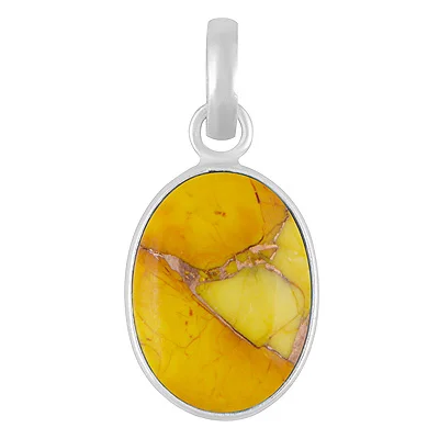 Honey Dahlia Copper Turquoise Oval Shape Solid Silver Pendant