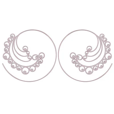 Stunning Rawa Pattern Work Around Silver Plating Plain Solid Brass Hoop Earrings