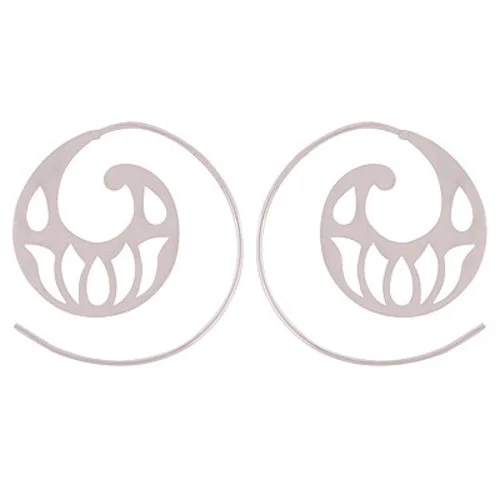 Gorgeous Cut Out Pattern Silver Plating Plain Solid Brass Hoop Earrings