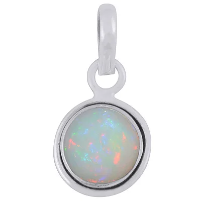 Plain Wire Around Ethiopian Opal Round Shape 925 Sterling Solid Silver Pendants