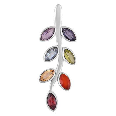 Gorgeous Chakra Gemstone Marquise Shape Silver Pendant