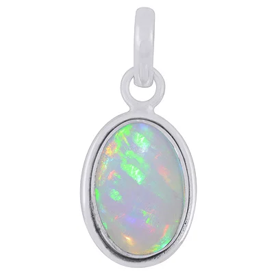 Plain Wire Around Ethiopian Opal Oval Shape 925 Sterling Solid Silver Pendants