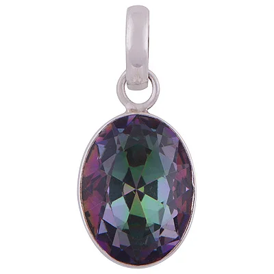 Mystic Topaz Oval Shape Solid Silver Pendant