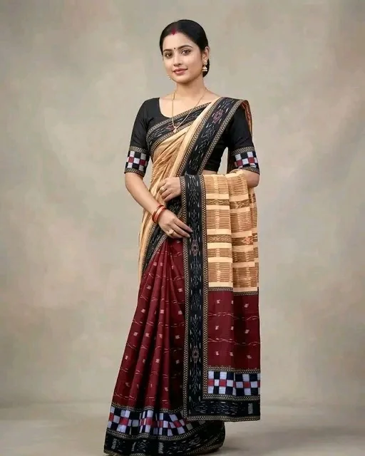 Sambalpuri Patch Work Cotton Saree | Traditional Odisha