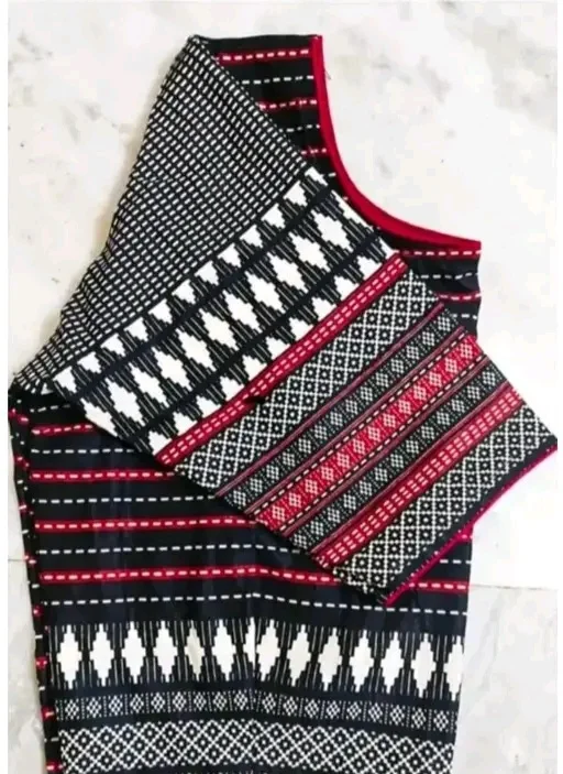 BLACK AND RED BEGAMPURI BLOUSE
