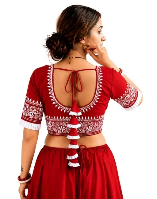 Stylish Readymade Blouses for Women Designer Pure Cotton Red Blouses