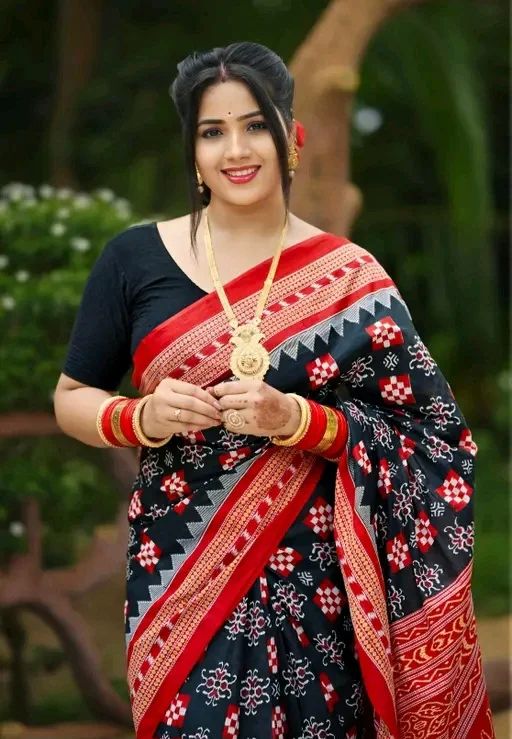 Ethnic Sarees Pure Cotton Saree Sambalpuri Pasapalli Print
