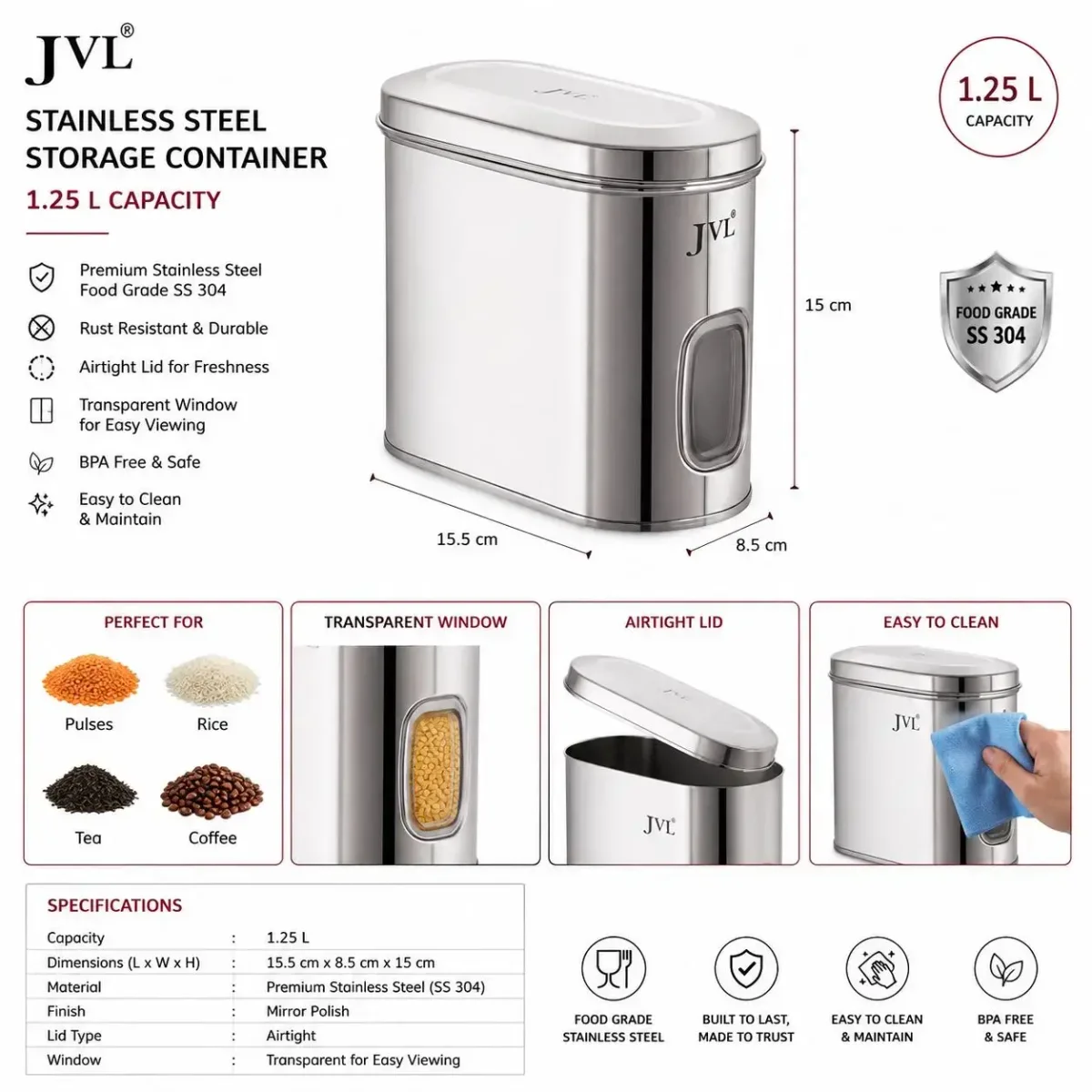 jvl galaxy clear canister 1.25L pack of 6pc