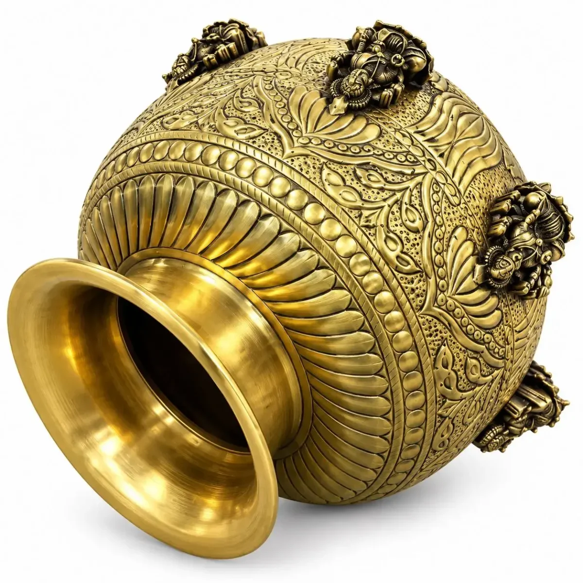 Ashtalakshmi Kalash Brass, Handcrafted, Antique