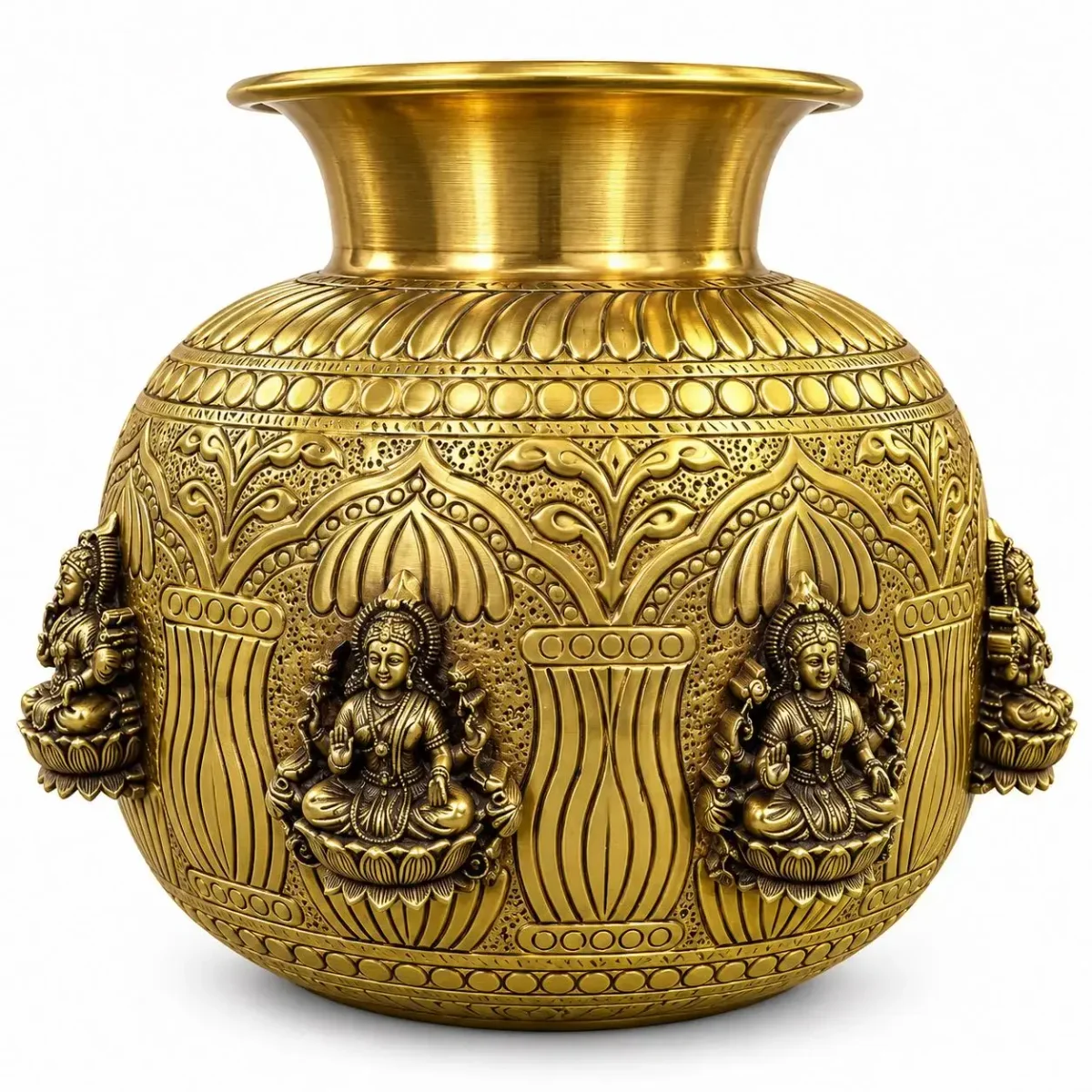 Ashtalakshmi Kalash Brass, Handcrafted, Antique 2