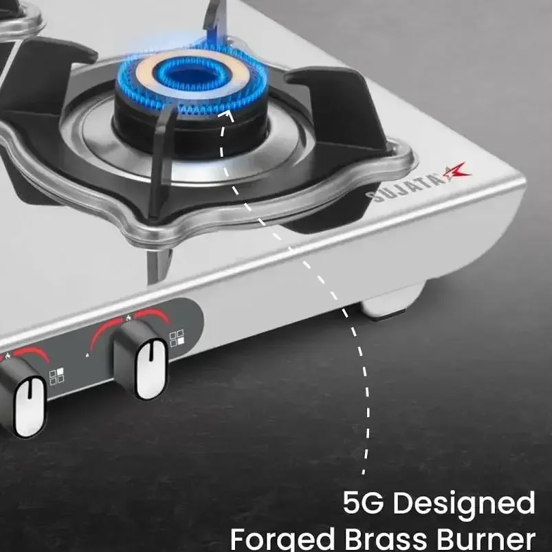 Sujata Majestic 2 Burner Stainless Steel Gas Stove