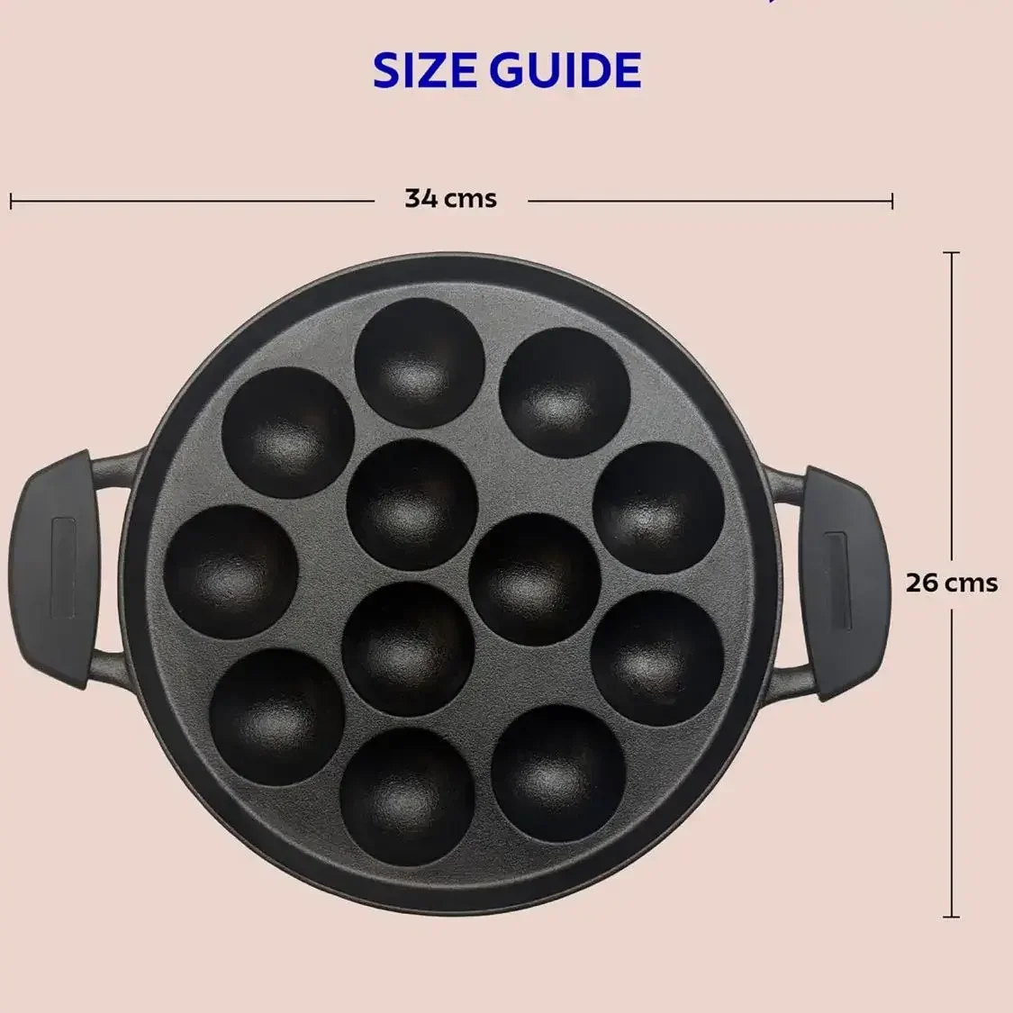 Titanex 26 cm Pre-Seasoned Cast Iron Paniyaram 2
