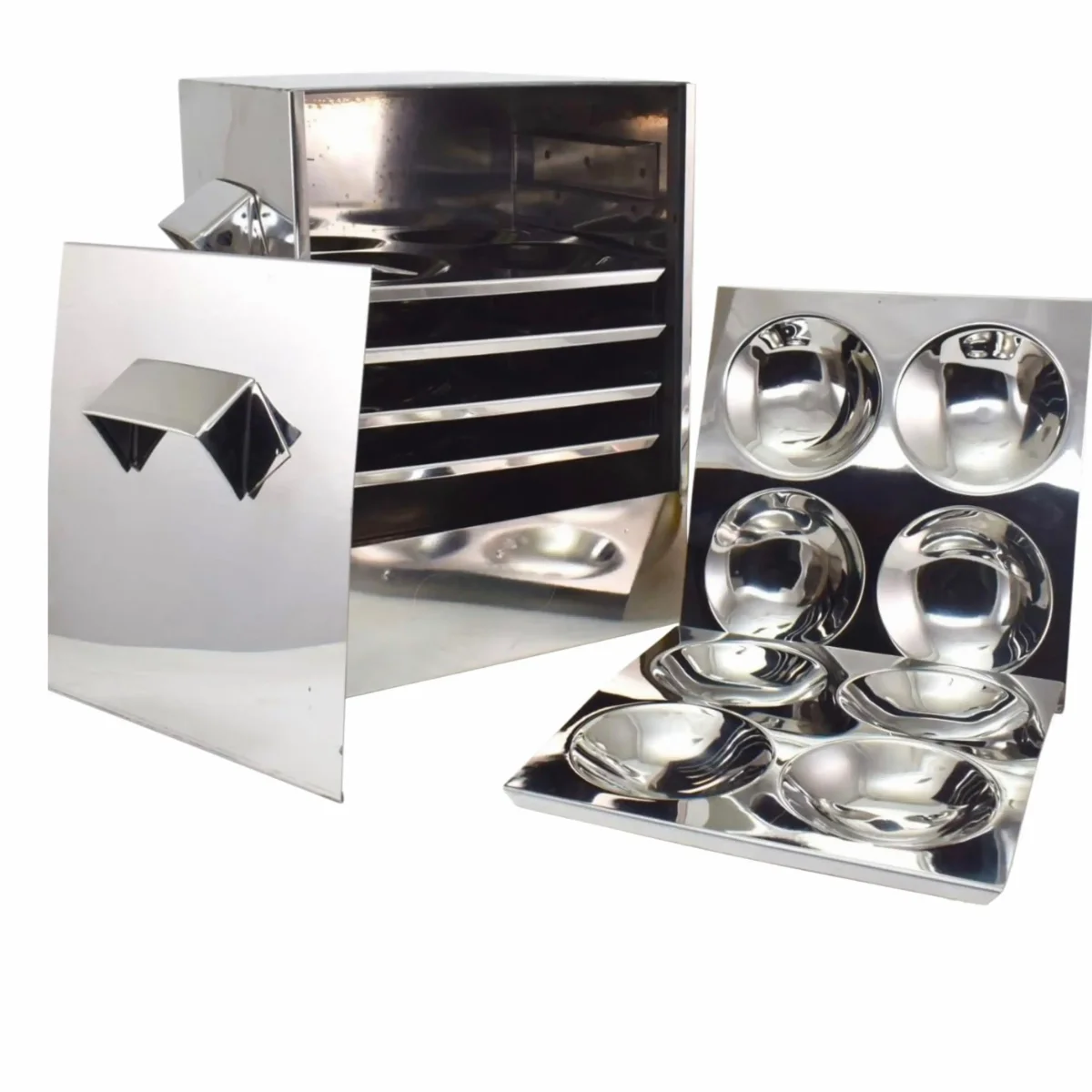 Stainless Steel Cauka/Square/Cubic Idly cooker 4+1+1     (4regular 1 thatte 1 mini idli plate) 2