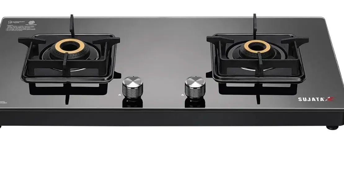 Sujata Premium Gas Stove 2 Burners Glass Top | 9 Years Warranty