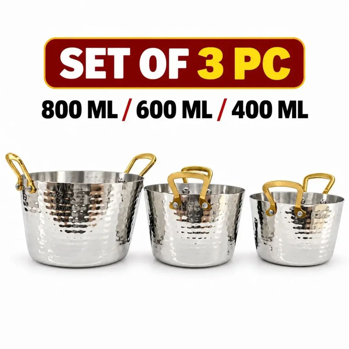 Steel Hammered Round Serving bowl set of 3pc