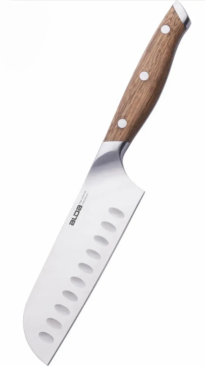Glen Top Chop Santoku Kitchen Knife 5 Inch – German Stainless-Steel Blade, Granton Edge Grooves,
