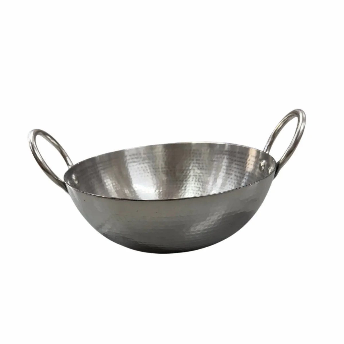 Stainless steel hammered deep frying kadai 24cm 2