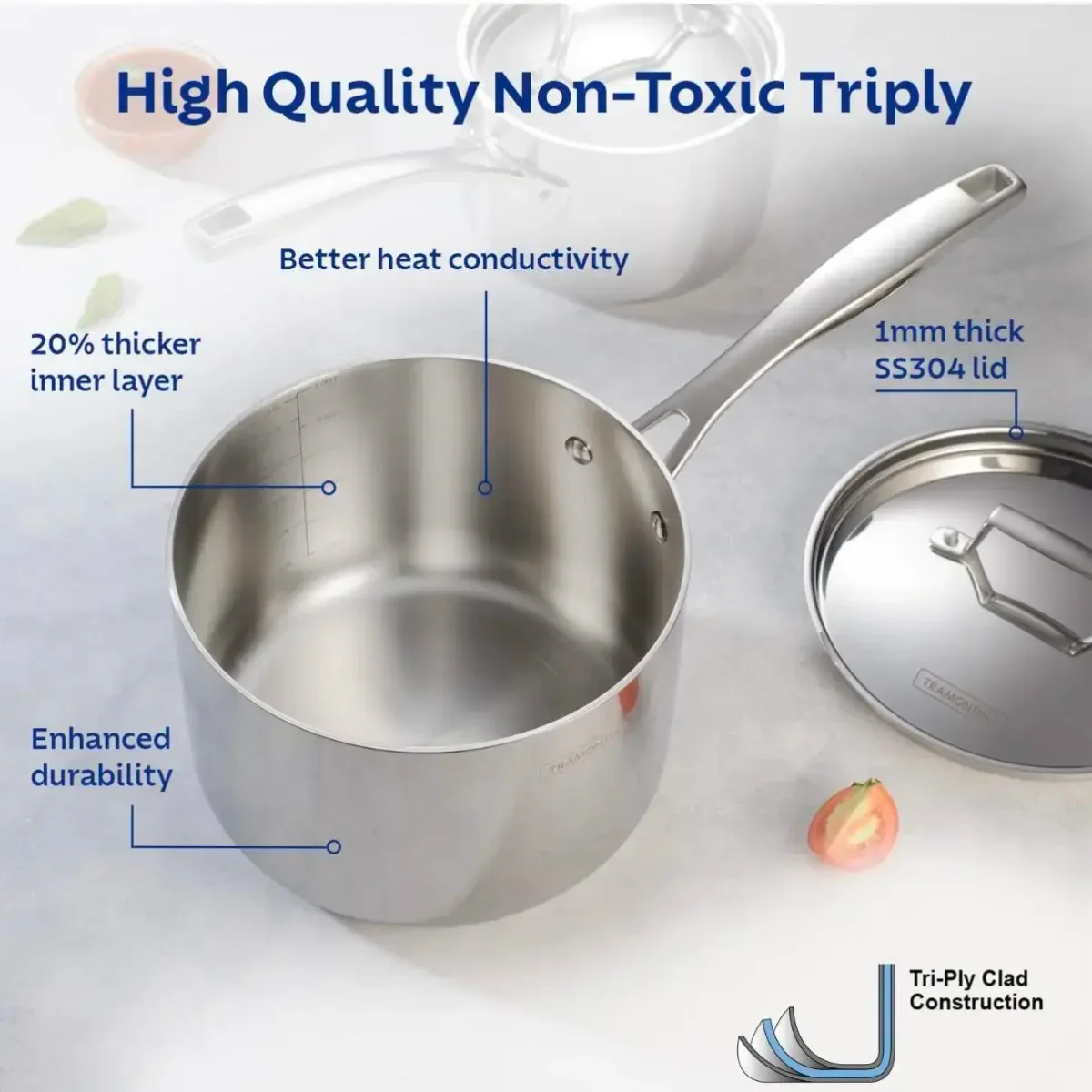 Tri-ply mudde pan 1.5Ltr