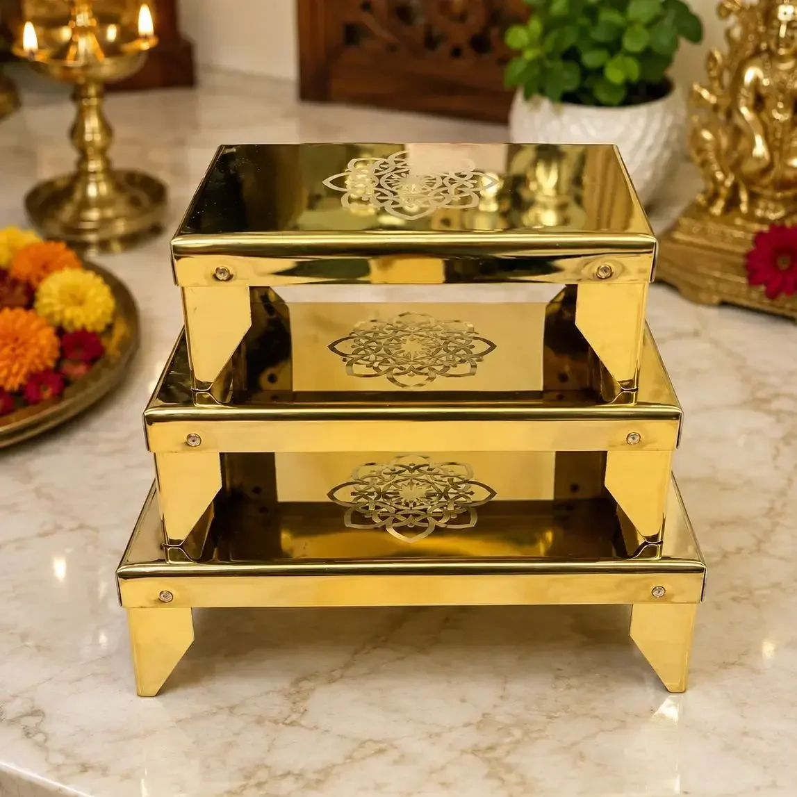Pvd Pooja Mini bajot set of 3