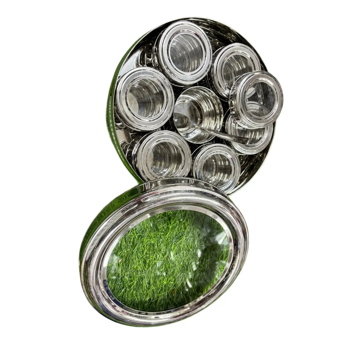 HORIZON STAINLESS STEEL SPICE BOX CUM DRY FRUIT BOX INSIDE VATI WITH LID BIG 2
