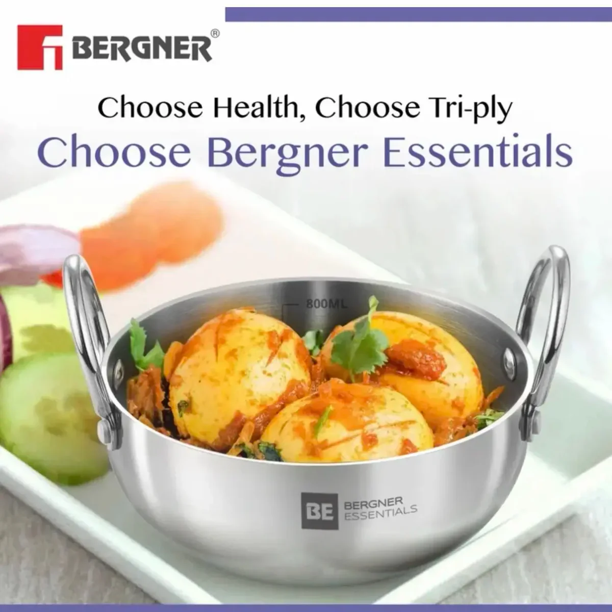 Bergner triply mini kadai set of 3pcs
