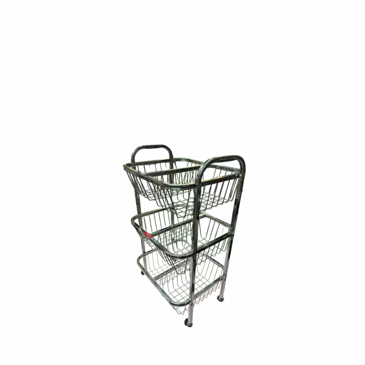 three step stainless steel fruits and vegetable partition trolley