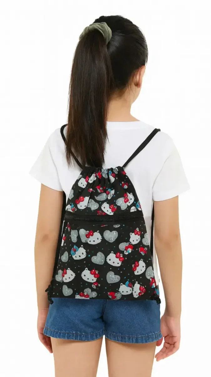 Kids Foldable Drawstring bag Kitty