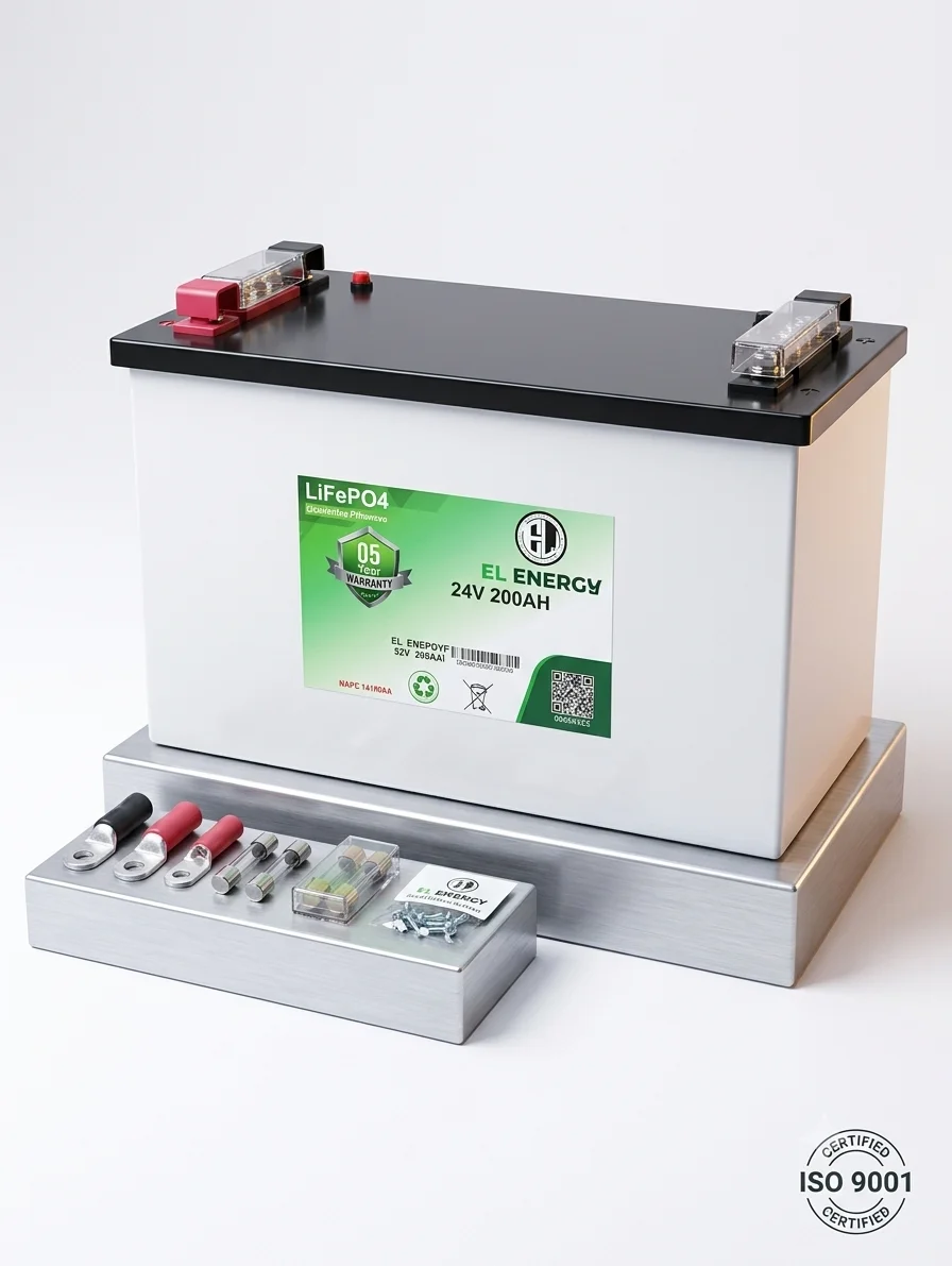 EL Energy 24V 200Ah LiFePO4 Lithium Iron Phosphate Deep Cycle Battery (5.12 kWh) with Built-in Smart BMS