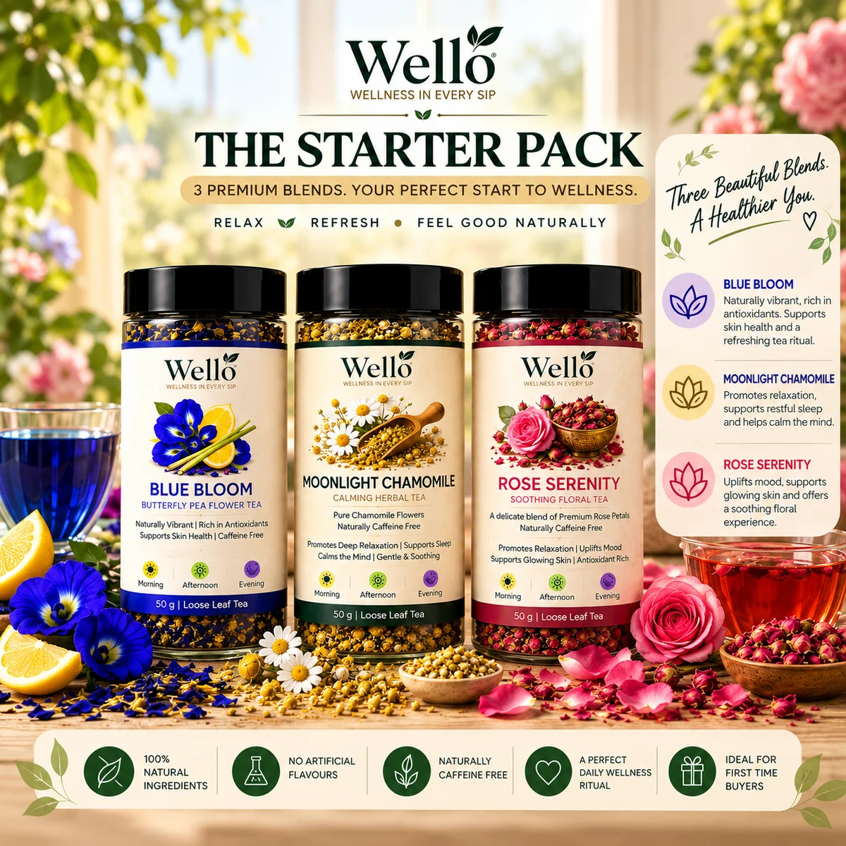Starter Pack (Blue Bloom + Moonlight Chamomile + Rose Serenity)