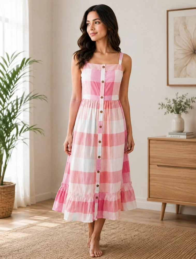 Pink Womens Western Dress