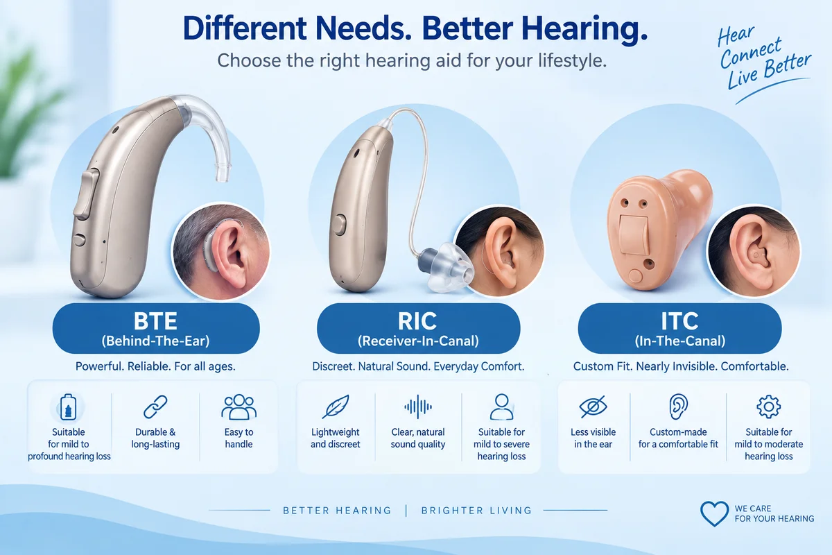 BTE vs RIC vs ITC Hearing Aids: Which Style Is Best for You?