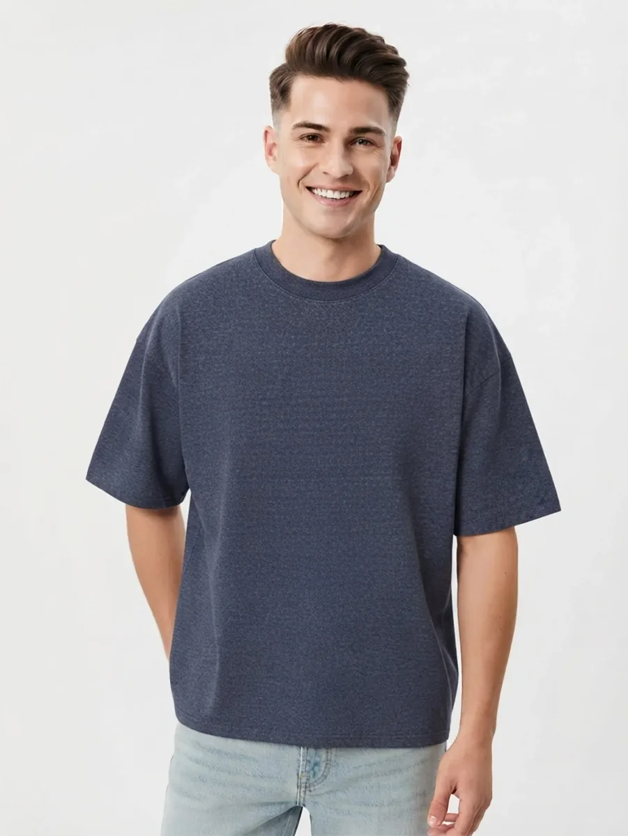 Mens Oversize Fit Navy Melange T-Shirt