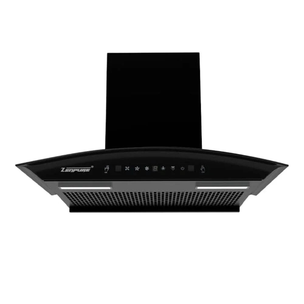 Zenpure Nadia 60 CM 1250 m3/hr Autoclean Kitchen Chimney (Auto clean, Motion Sensor, Made in India, 11� Filterless with Metallic Oil Collector, 10 Year Motor Warranty | Black