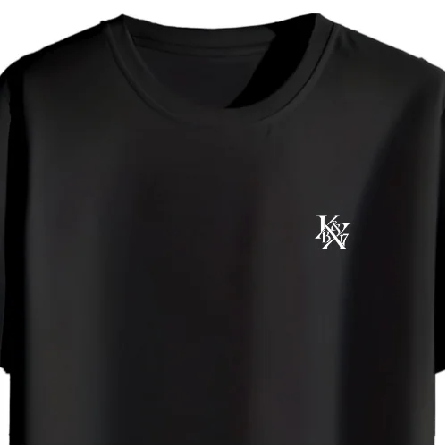 GetPrintX design preview: black classic tee with a small white K&Y 13&17 monogram, design 005.