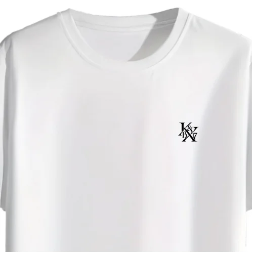 GetPrintX design preview: white classic tee with a small black K&Y 13&17 monogram, design 005.