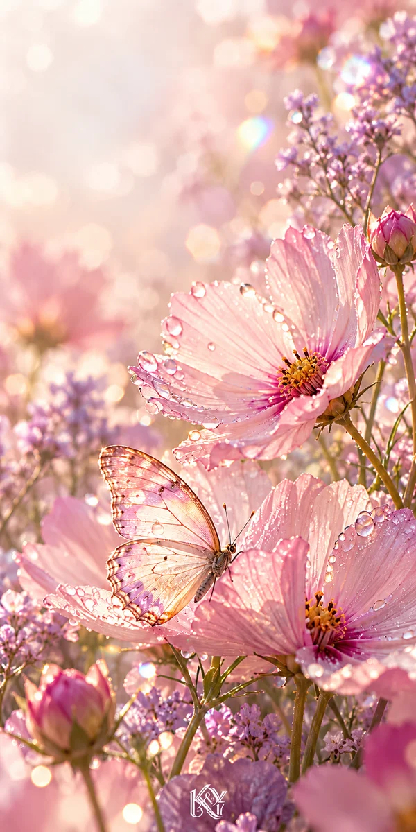 Blush Reverie original floral photo art with a small K&Y logo, full design preview