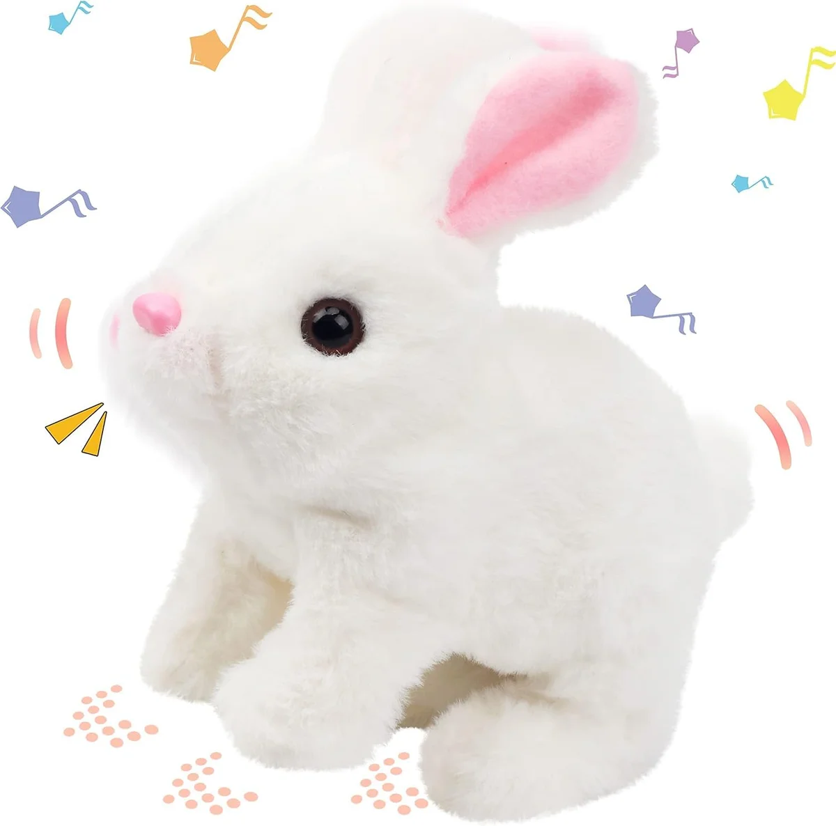Interactive Electronic Hopping Bunny Toy for Kids | Walking Plush Rabbit with Sound, Moving Ears, Wiggling Nose & Chewing Action | Battery Powered Robotic Pet ( (Pack of 1, Random Color)