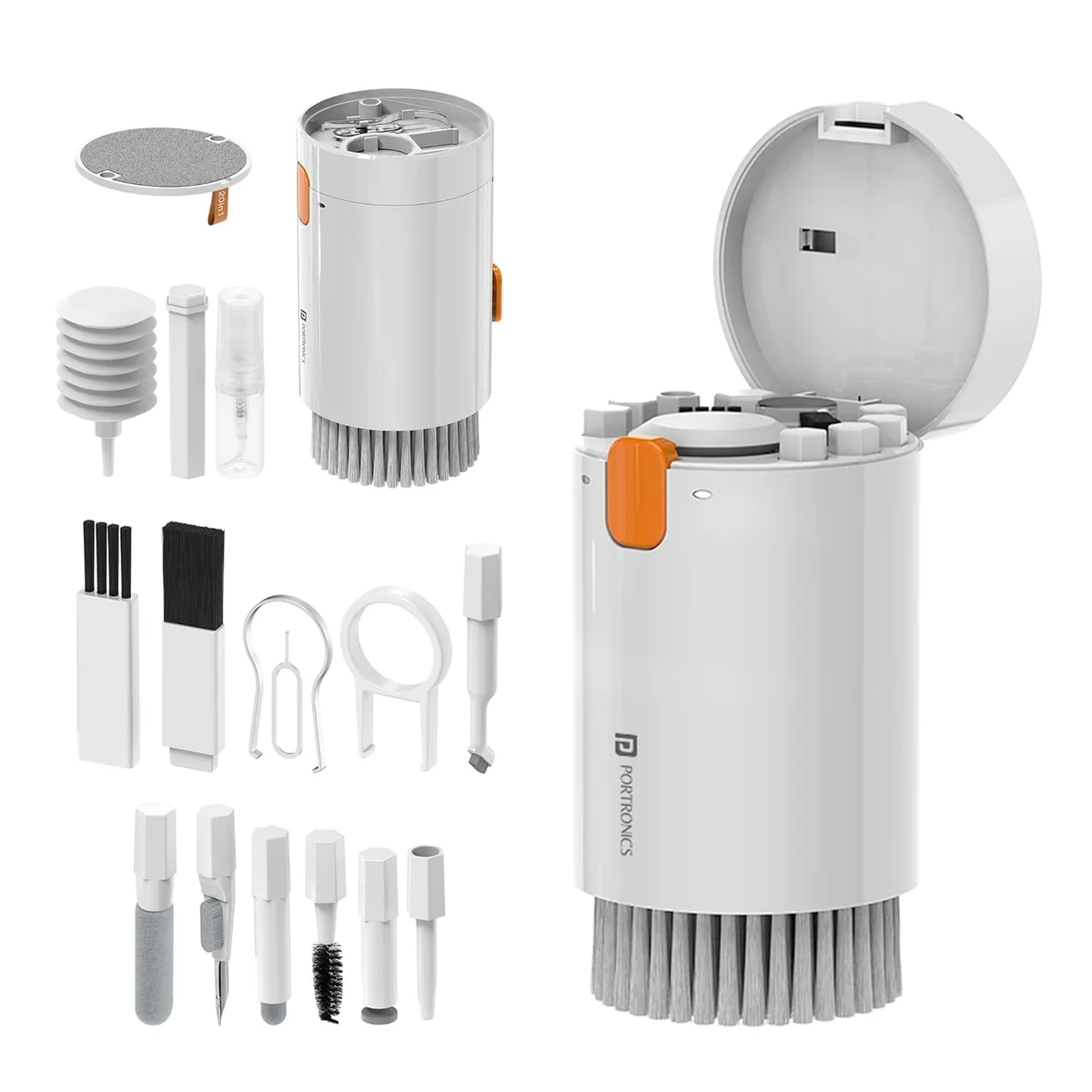 20-in-1 Multi-Purpose Gadget Cleaning Kit | Electronic Device Cleaner with Brushes & Microfiber Cloth | Dust Removal Kit for Keyboard, Laptop, Earbuds & Mobile (Pack of 1, White)