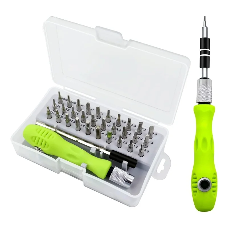 32-in-1 Precision Screwdriver Set | Magnetic Bits, Adjustable Handle & T-Wrench | Chrome Vanadium Steel Repair Tool Kit for Mobile, Electronics & Home DIY (Pack of 1)
