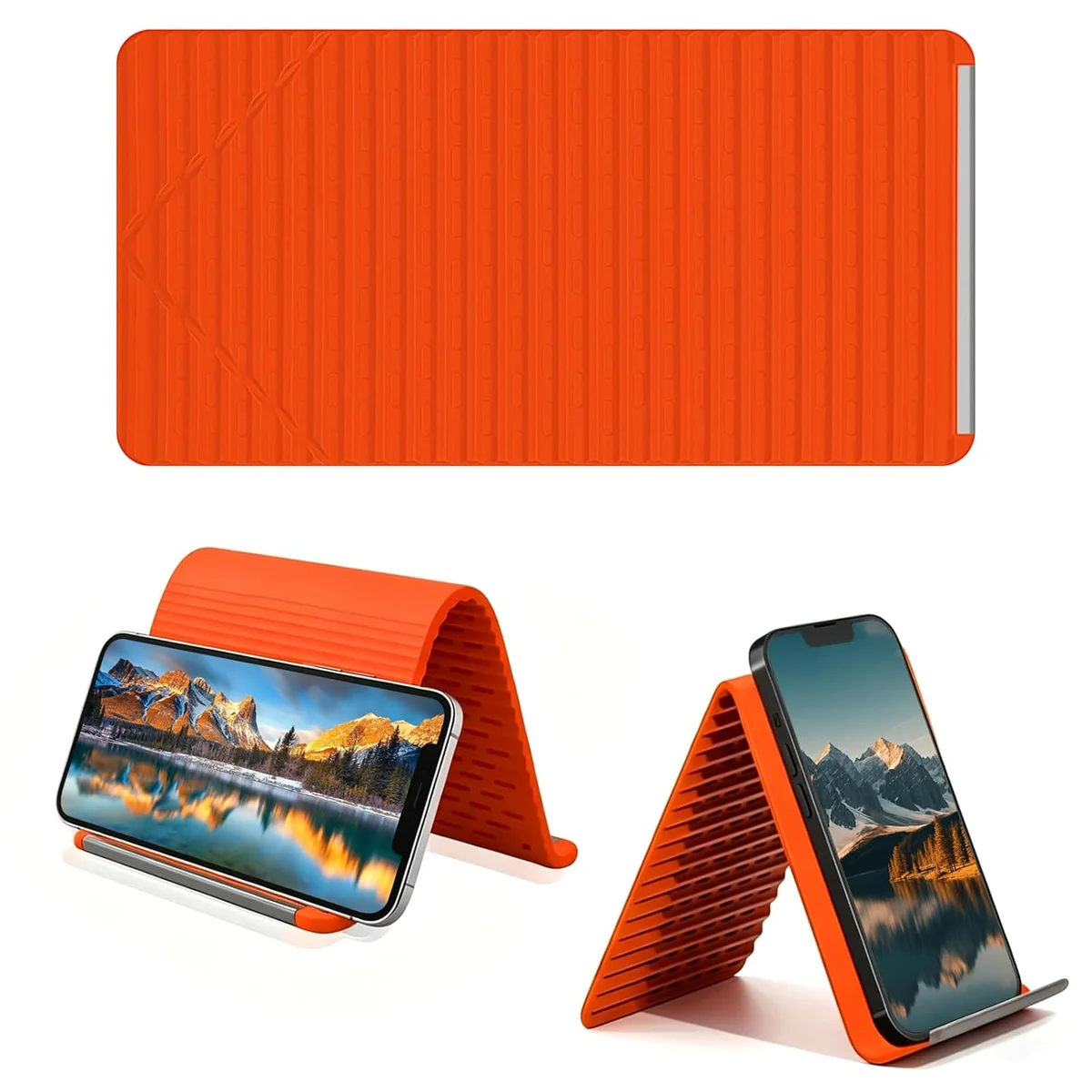 Flexible Silicone Phone Stand with Aluminum Core – Foldable, Anti-Slip, Adjustable Multi-Angle Holder for Mobile Phones, Tablets & Small Laptops (Pack of 1, Random Color)